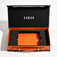 Boîte cadeau magnétique de luxe bicolore avec poignée en PU, insert en EVA, boîte rigide à rabat imprimée, logo personnalisé, boîte cadeau d'entreprise