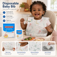 MOMSBIB Lot de 20 bavoirs pour enfants en tissu non tissé, film PE, sans BPA, imperméables, anti-déversement et anti-salissures pour l'alimentation