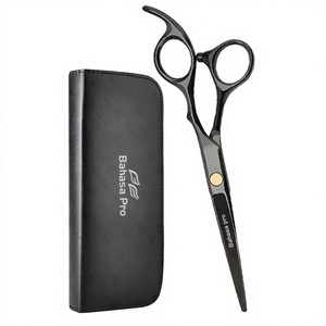 Ciseaux de barbier noirs haute performance, ciseaux de barbier à logo personnalisé, ciseaux à cheveux OEM, fabricant de ciseaux de salon DOM - Product Image 1