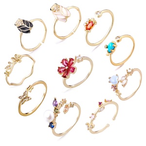 女性用18Kゴールドメッキ調節可能フィンガーリングフラワーバンドオープンテールリング女性ビーチフットジュエリーギフト - Product Image 5