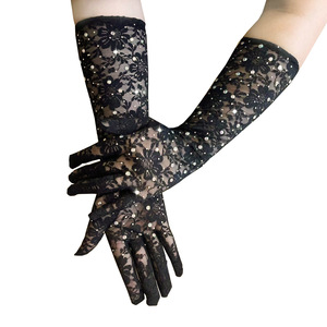 Nouveaux gants sexy en dentelle noire pour <span class=keywords><strong>femme</strong></span>, protection solaire, pour l'été, les fêtes, les festivals, la conduite, les mariages et les bars - Product Image 3