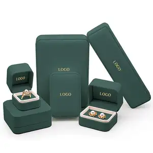 Custom Logo Stylish PU Leather Jewellery Display Case With Logo Necklace Tooled Storage Packaging Box
