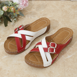 Sandalias multicolores con punta abierta Plataforma <span class=keywords><strong>plana</strong></span> abierta Color sólido Ligero antideslizante para verano Uso al aire libre Cierre deslizante - Product Image 3