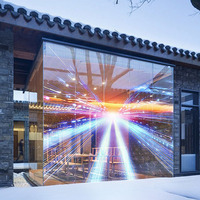 Tecnología COB para interiores P6 Pantalla LED de chip suave a todo color P10 Adhesivo de película LED transparente para uso en aeropuertos Tecnología de chip suave