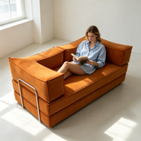 Ensemble de canapés modulaires modernes en chenille de haute qualité, compressés sous vide, deux-en-un, canapé sectionnel convertible pour salon