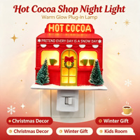 Lámpara de Noche de Resina con Diseño de Tienda de Chocolate Caliente Navideña, Enchufable, para Decoración del Hogar, Venta al por Mayor, Regalo Personalizado