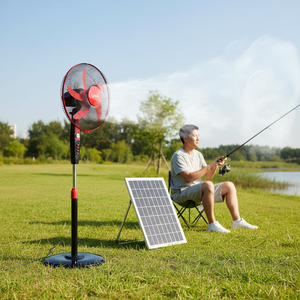 <span class=keywords><strong>Ventilateur</strong></span> sur pied oscillant de 16 pouces, 12 V CC, à moteur à balais, alimenté par énergie solaire et batterie, à économie d'énergie, pour extérieur, <span class=keywords><strong>ventilateur</strong></span> AC/DC - Product Image 1
