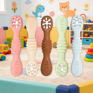 Produits pour bébés nouveau-nés OEM&ODM, cuillère en silicone de qualité alimentaire sans BPA, durable, de haute qualité, ensemble d'alimentation pour bébés en première étape - Product Image 1