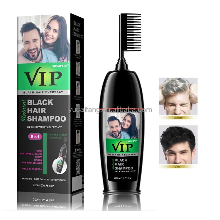 Dexe VIP 3 in 1 profesyonel kalıcı toptan kolay şampuan doğal siyah saç boyası renk krem tarak ile