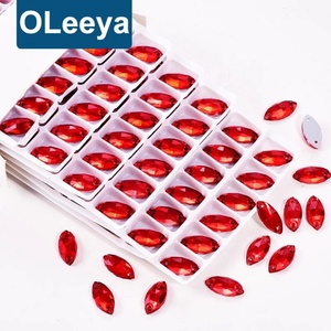 Oleeya Vente en gros de strass en verre cristal œil de cheval à coudre, pierres à dos plat, strass à coudre pour robe de mariée - Product Image 1