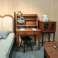 Coiffeuse en pin de style campagnard américain haut de gamme avec miroir intégré, design en acier inoxydable, écologique, pour appartement