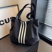 Sac fourre-tout en toile coréen pour femme avec logo personnalisé, style décontracté, grande capacité, sac à main tendance pour étudiante, sac à bandoulière pour cours