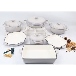 Bộ nồi chảo gang tráng men đỏ 11 món, bền, thân thiện với môi trường, gồm chảo rán, nồi nấu, nắp nồi - Product Image 5