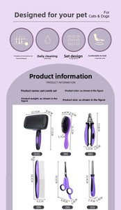 Kit de toilettage pour animaux 6 en 1, ensemble de brosses pour chiens et chats, brosse anti-poils, brosse démêlante, coupe-ongles avec sac de rangement portable, fournitures pour animaux de compagnie en gros - Product Image 6
