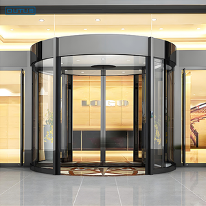 דלת כניסה מסתובבת אוטומטית, חסכונית באנרגיה, אטומה למזג אוויר, עם פרופיל אלומיניום וזכוכית בטיחותית, לבניין מסחרי, מתוצרת OUTUS - Product Image 1