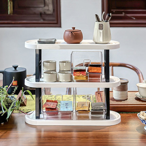 Multi Tier Tea Organizer 3 Layer Oval <b>Shelf</b> Storage Rack For Office Tea Room Desktop Organizer - Product Image 3