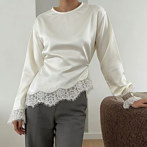 Mode transfrontalière pour femmes européennes et américaines, Nouvelle collection 2026, Élégant, Coupe ajusté<span class=keywords><strong>e</strong></span>, Col uni, Manches longues, Ourlet asymétrique, Dentelle - Product Image 1