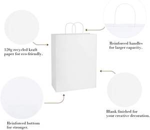 Bolsas de Papel Kraft 13x7x17, Bolsas de Regalo Blancas con Asas de Papel Trenzado, Paquete Grande para Compras, Fiestas y Detalles - Product Image 2