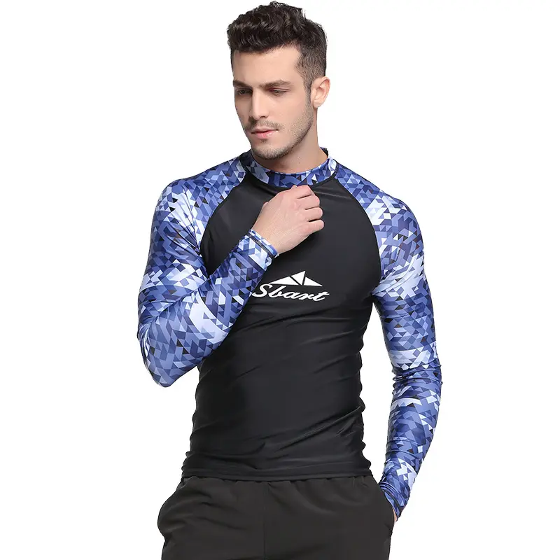 Roupa de banho de manga longa com proteção solar para homens, roupa de banho para mergulho e surf, roupa de proteção solar para água-viva