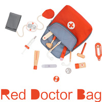 Juego de Juguetes de Imitación Montessori de Fabricante Directo, Juego de Médico de Madera de Haya Roja Sólida para Niños, Divertido Juego de Roles para Niños