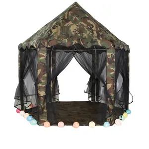 Camuflagem hexagonal meninos meninas crianças, tenda casa crianças jogar princesa tenda com luzes para meninas