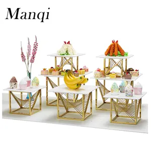 Support custom gold stainless steel dessert display stand buffet display stand buffet stand display dessert