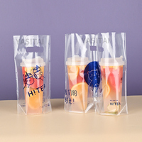 Sacs de tasse à emporter avec logo personnalisé, vente en gros, sac à quatre tasses en plastique, sacs à double tasse