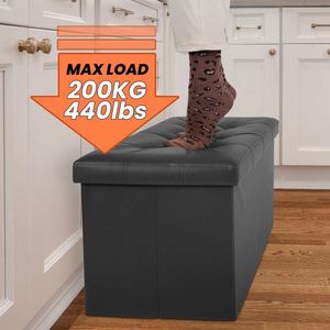 Home Storage <b>Bin</b> Pu Leather Storage Ottoman Storage Stool Bed End Bench Storage Foot Stool Box - Product Image 5