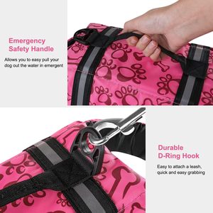 Chaleco salvavidas clásico personalizado para perros, conservador de poliéster ajustable, rayas reflectantes, estampado de hueso rosa, traje de baño de seguridad, flotación para mascotas - Product Image 3