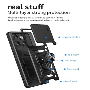 Étui de téléphone avec fenêtre coulissante pour appareil photo de style armure pour <span class=keywords><strong>Motorola</strong></span> Moto G67 Power/Edge70/G06, béquille, <span class=keywords><strong>protection</strong></span> de l'objectif coulissant, coque arrière - Product Image 6