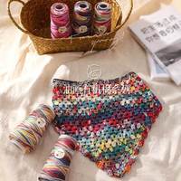100% Pure Cotton Fancy Yarn Slub Knitting Material Off-Shoulder V-Neck Short Sleeve Hand Knitted Weaving Dyed Colorful