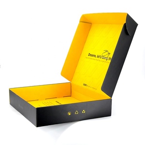 Mới nhất tùy chỉnh bao bì hộp có thể tái chế giấy màu đen bao bì sóng hộp bưu phẩm đen hộp sóng với logo - Product Image 1