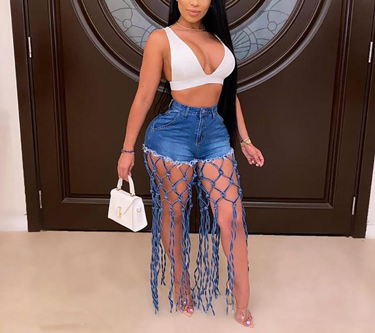 Женские обтягивающие джинсовые шорты, синие джинсовые шорты на шнуровке спереди с вырезами в уличном стиле, Новинка лета 2021