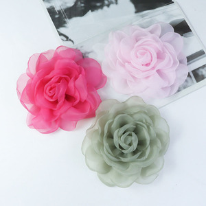 Broche de Organza Rosa com Dois Botões de Flor, 20cm, de Alta Qualidade, Super Grande, Útil, Feito à Mão, Acessório de Vestuário DIY, Mais Vendido - Product Image 2