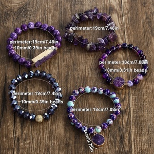 Bộ trang sức nữ 5 món phong cách vintage, thiết kế tùy chỉnh, phong cách boho, làm từ pha lê thủy tinh, đá quý tự nhiên, vòng tay druzy, vòng tay zircon cubic, bộ vòng tay nhiều tầng - Product Image 6