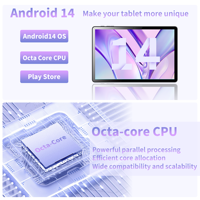 Nouveau Design Tablette PC 10,1 Pouces Octa Core 2,0 GHz 4 Go 64 Go 1280x800 Écran Tactile à Usage Éducatif avec Double Caméra et Batterie 4000 mAh