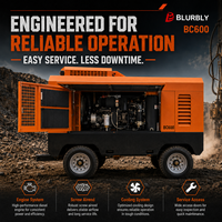 Compresseur d'air à vis diesel portable BLURBLY BC600 600CFM 17Bar 153kW avec moteur Cummins pour l'exploitation minière et le forage DTH