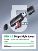 Lector de Tarjetas SD UGREEN USB 3.0, Lector de Tarjetas de Memoria USB C, Adaptador de Tarjetas OTG para SD, Micro SD, SDHC, SDXC, MMC