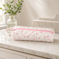 Pochette de rangement matelassée OEM pour outils capillaires, sac floral pour sèche-cheveux, étui pour fer à boucler, sac de beauté portable à main pour femmes et filles