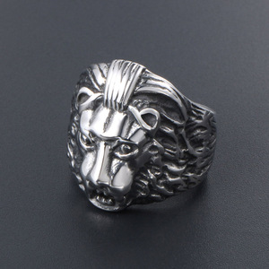 Men's Titanium Steel Lion Head <b>Ring</b> SA515 Vintage Animal Design Gift Jewelry - Product Image 4