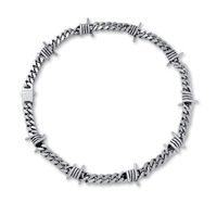 Collier ras du cou en acier inoxydable à maillons cubains style fil barbelé, chaîne épingle punk hip-hop pour hommes et femmes