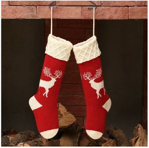 1 pièce Chaussette de Noël en acrylique tricotée, porte-cadeau suspendu, décoration de scène festive, style élan, vente en gros USA - Product Image 4