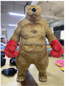 Efun最小起订量1 PC 2/2米拳击熊棕熊动物角色扮演毛绒吉祥物服装充气棕熊带拳击手套 - Product Image 2
