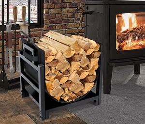Support <span class=keywords><strong>de</strong></span> bois <span class=keywords><strong>de</strong></span> chauffage intérieur avec porte-bûches en bois pour accessoires <span class=keywords><strong>de</strong></span> <span class=keywords><strong>cheminée</strong></span> - Product Image 6