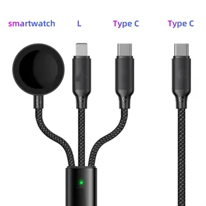 Reliable 5W 10W Nylon Braided Type C To Type C Cable 100W 3 In 1 Multi Usb Charging Cable For Phone For Watch
