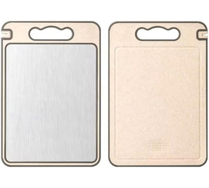 Tabla de cortar de acero inoxidable 304 de doble cara de paja de trigo de fácil limpieza para Cocina - Product Image 1