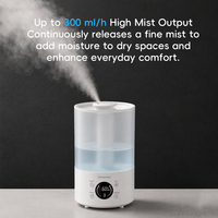 Humidificateur d'air pour bureau à domicile, grande capacité 4L, brume pendant 40 heures avec télécommande tactile ou commande rotative