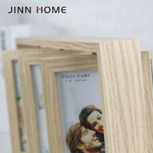 Marco de fotos de madera Natural, Marcos triples de madera Natural, Marco FrameDouble, pantalla giratoria, vidrio de alta definición para mesa, 4x6 - Product Image 4