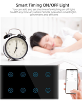 Interrupteur mural intelligent Tuya, Wifi, tactile, panneau en verre trempé, réponse rapide, 8 gangues, fonction de minuterie, interrupteurs Wifi Smart Life