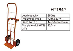 Chariot à main en acier robuste, chariot à main, chariot à roulettes avec capacité de charge de 250 kg, roues pneumatiques <span class=keywords><strong>4</strong></span>.10/3.50-<span class=keywords><strong>4</strong></span>, personnalisable OEM - Product Image 2